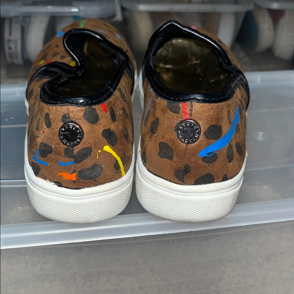 Steve Madden Brown Leopard Print Kids Slip-On Sneakers - Picture 3 of 5